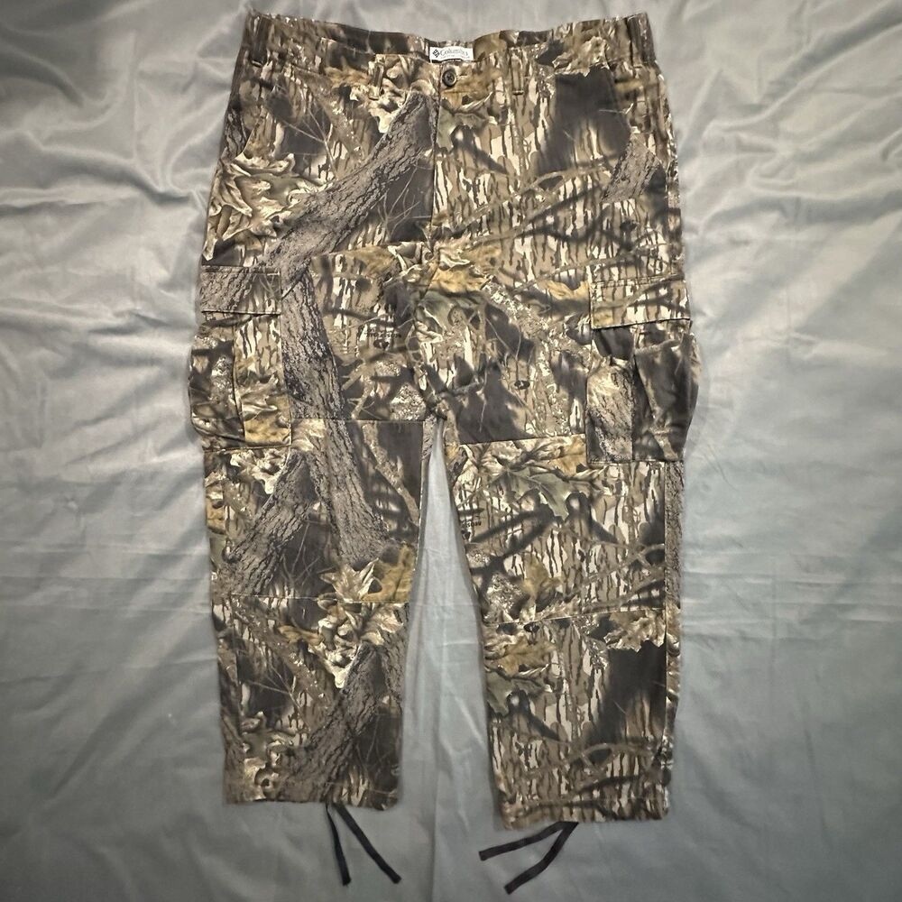 Vintage Columbia Cargo Pants Mossy Oak Camo Double Knee Hunting Mens 40 Y2K